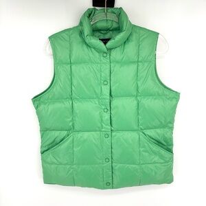 Lands End Goose Down Puffer Vest Size Medium Bright Green Outdoor Warm Ski